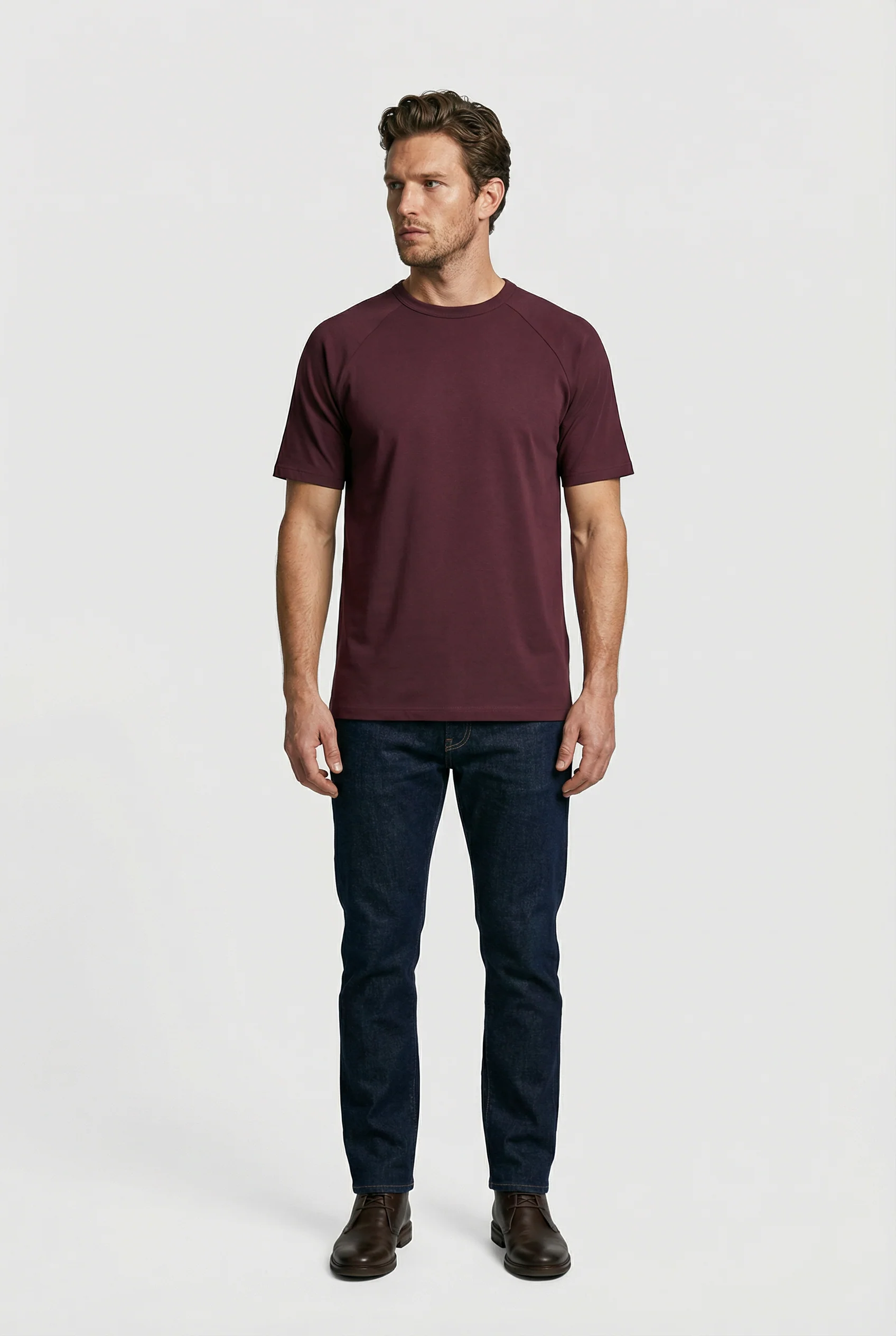 Hoxton Raglan Sleeve Fitted T-Shirt - Burgundy - Image 6