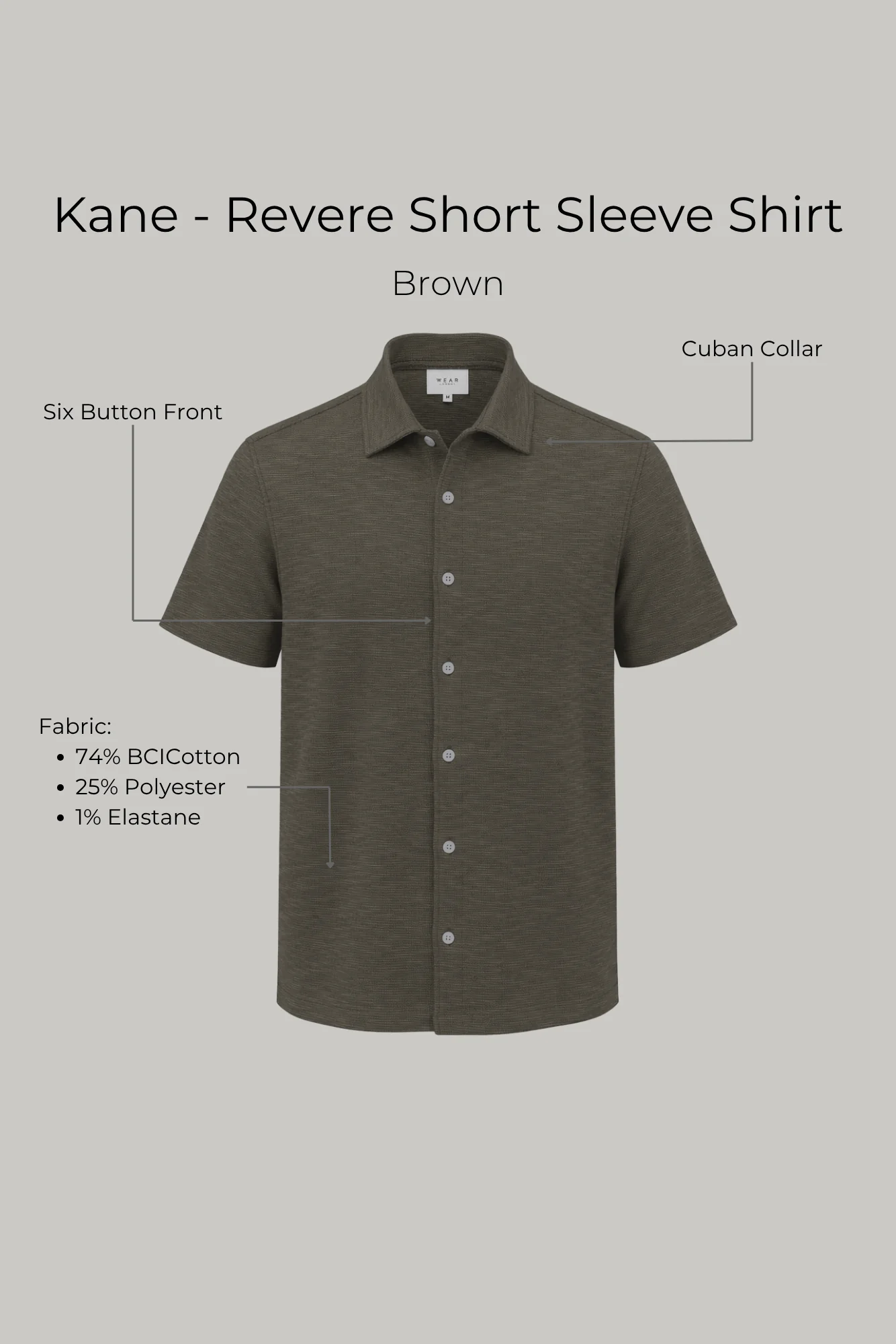 Kane - Revere Short Sleeve Shirt - Brown - Image 3