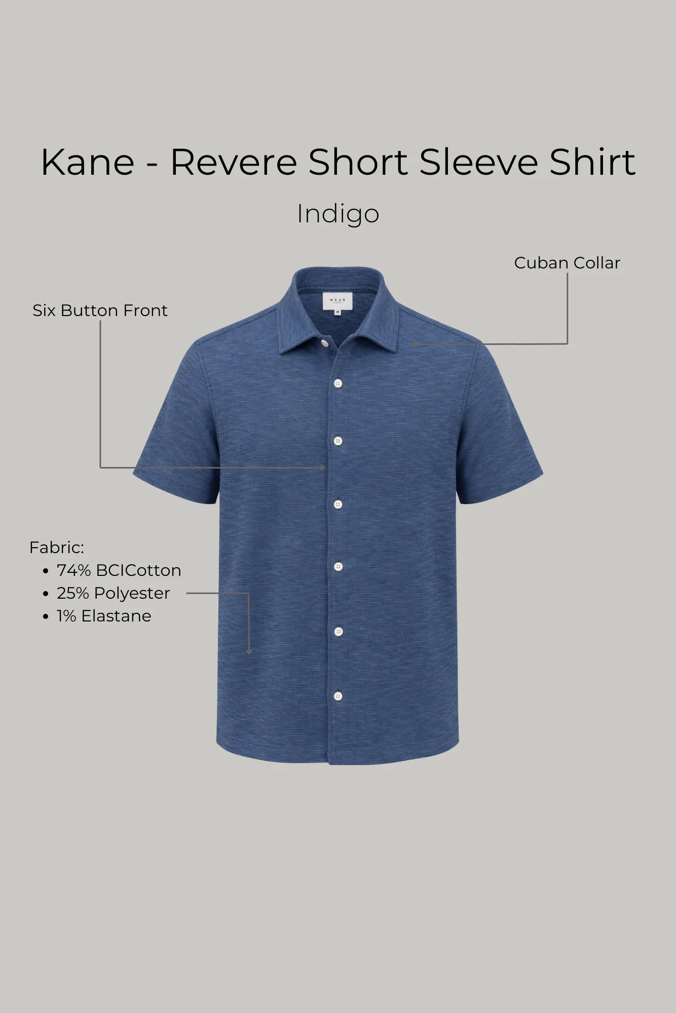 Kane - Revere Short Sleeve Shirt - Indigo - Image 4