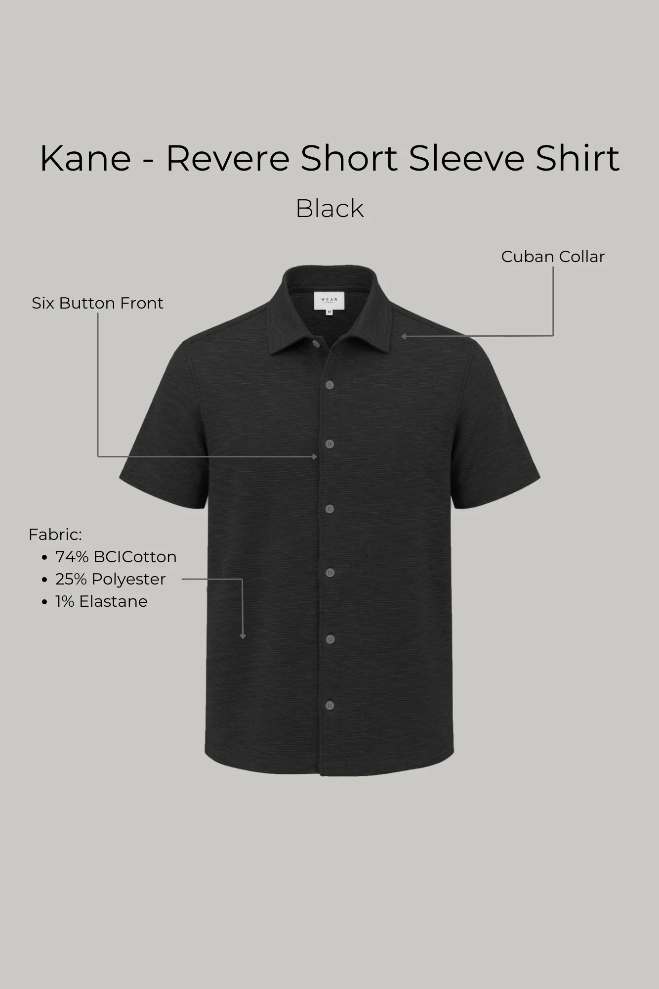Kane - Revere Short Sleeve Shirt - Black - Image 3