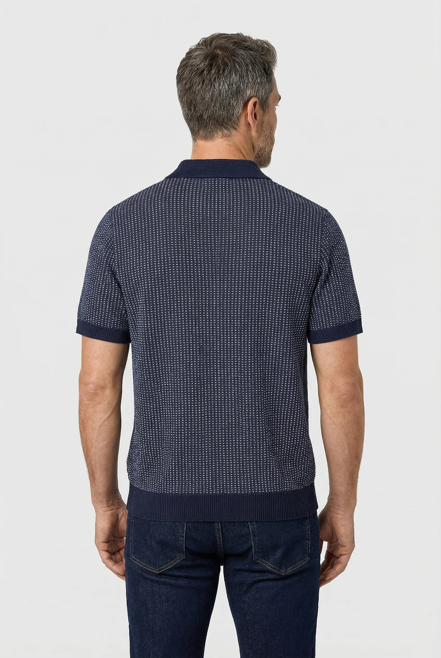 Lambeth - Button Through Knitwear - Navy - Image 5