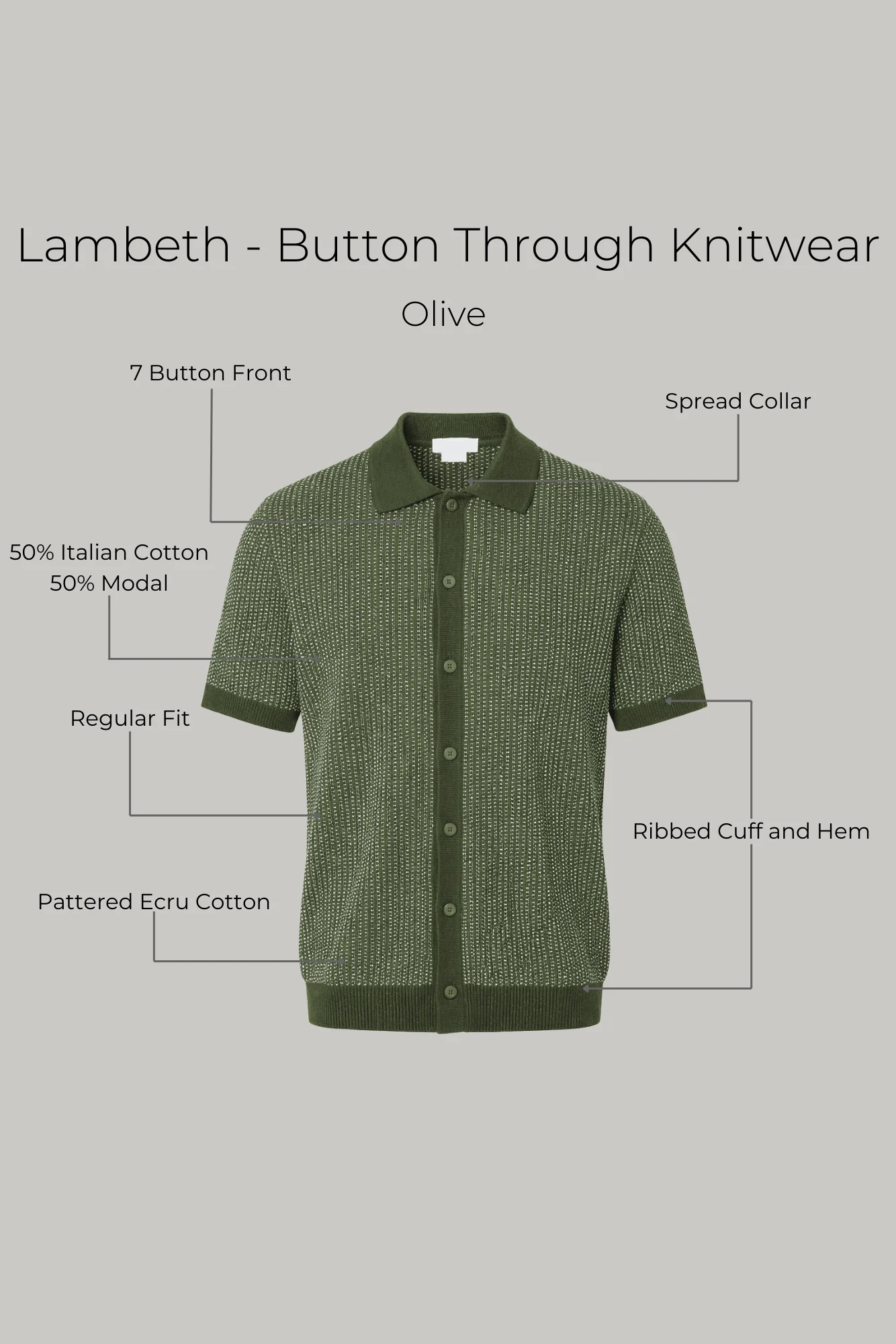 Lambeth - Button Through Knitwear - Olive - Image 9