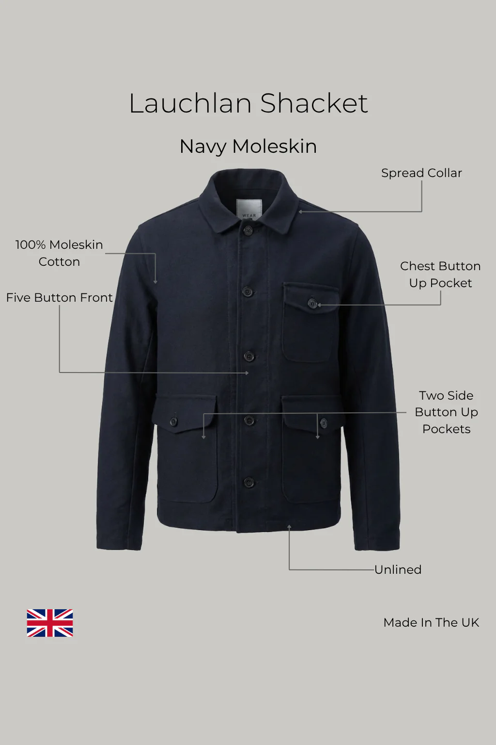 Lauchlan Shacket - Navy Moleskin - Image 3