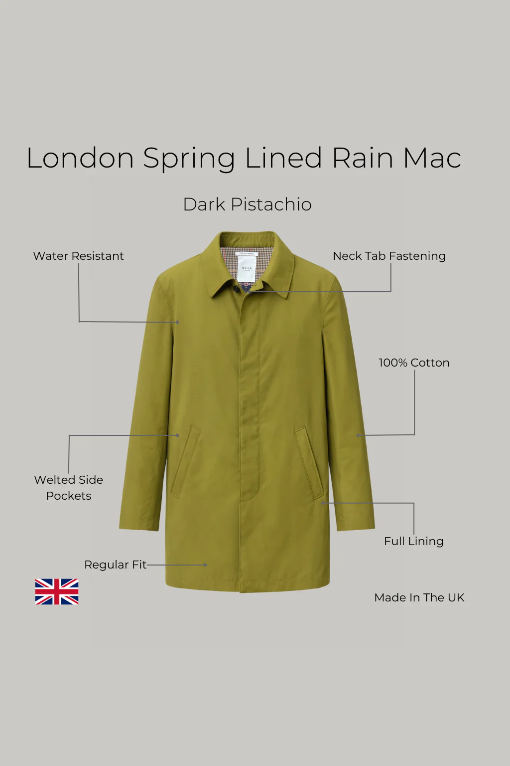 London Spring Lined Rain Mac - Dark Pistachio - Image 5