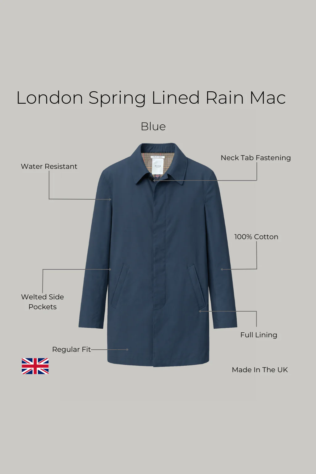 London Spring Lined Rain Mac - Blue - Image 3