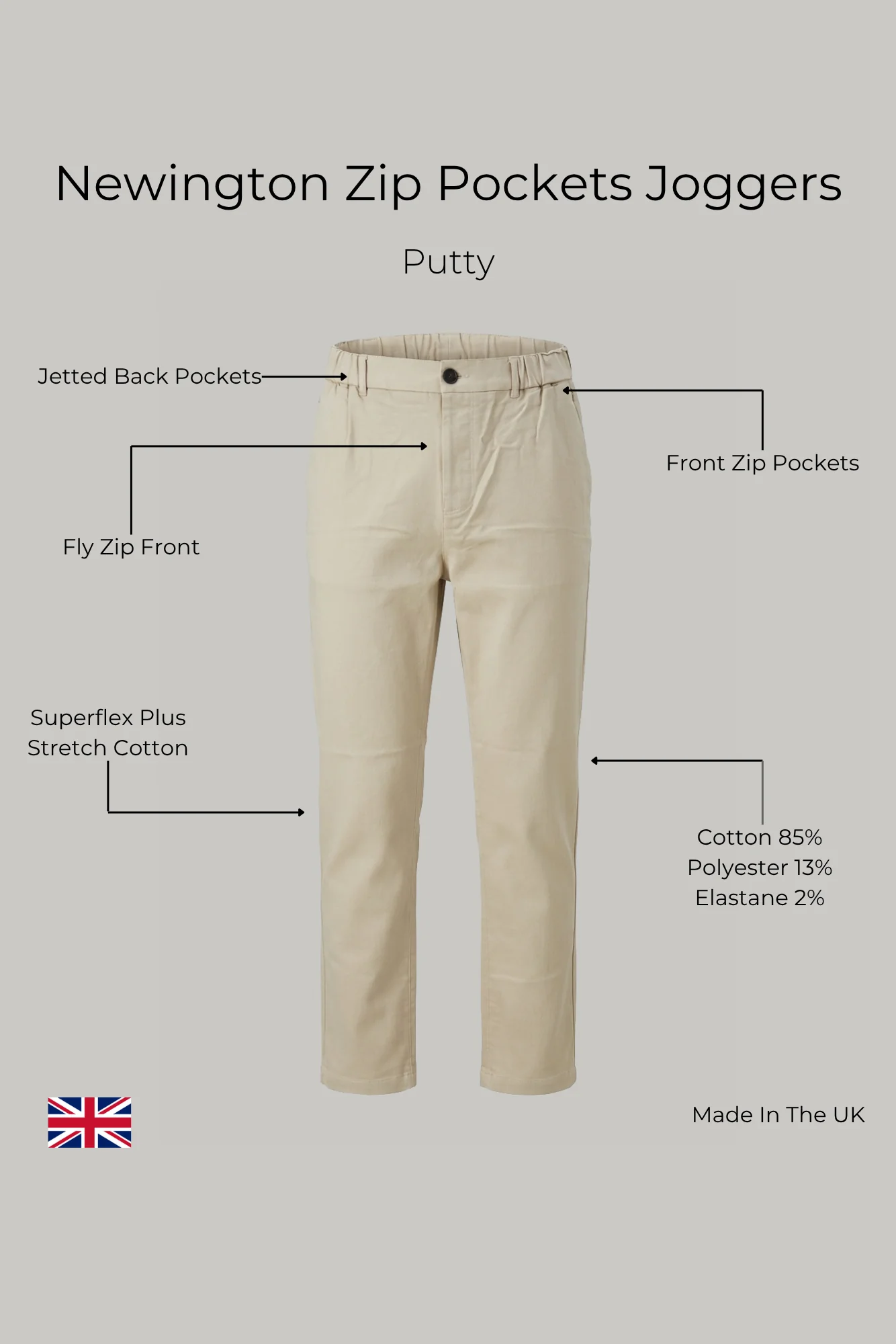 Newington Zip Pockets Joggers - Putty - Image 9