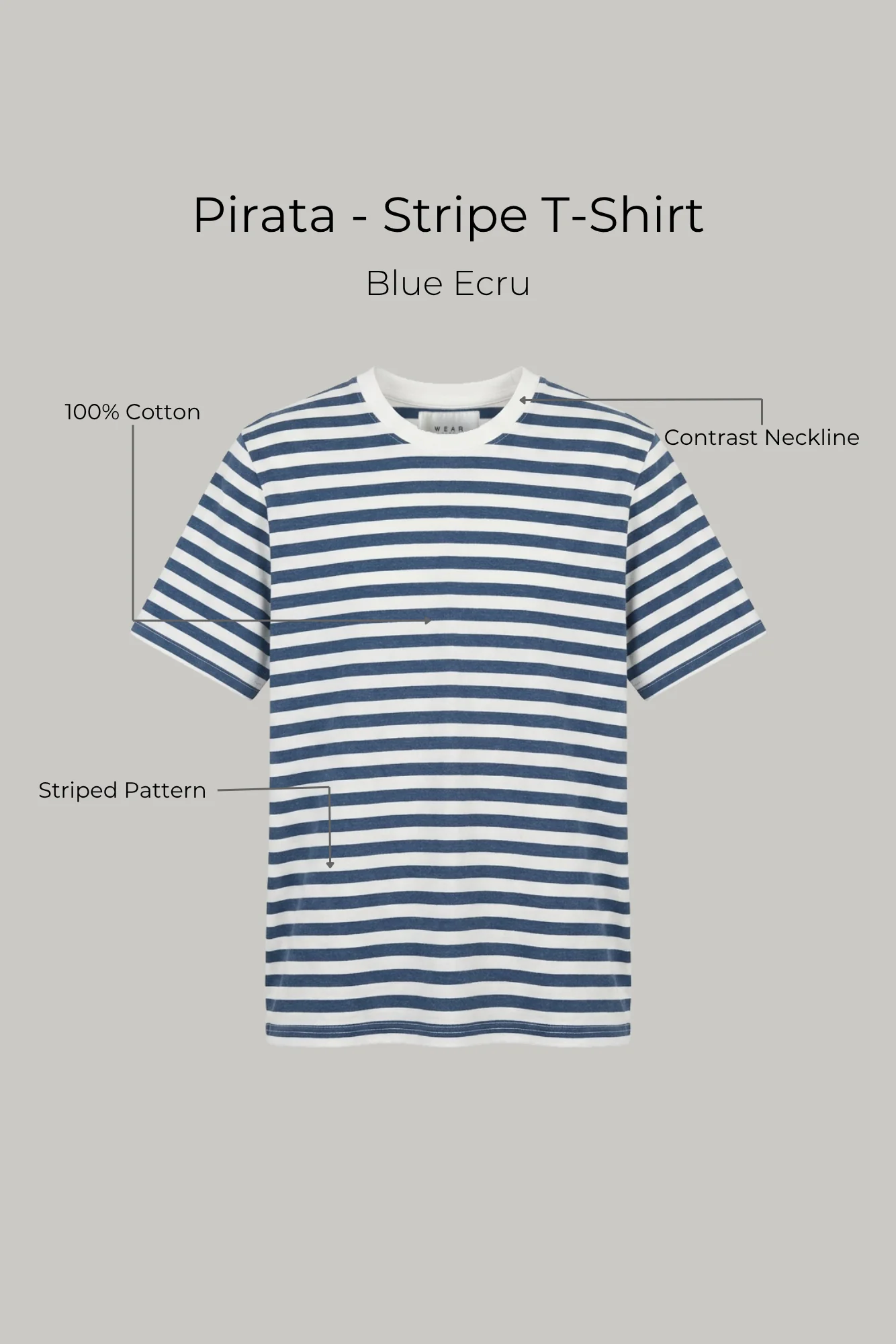 Pirata- Stripe T-Shirt - Blue Ecru - Image 5
