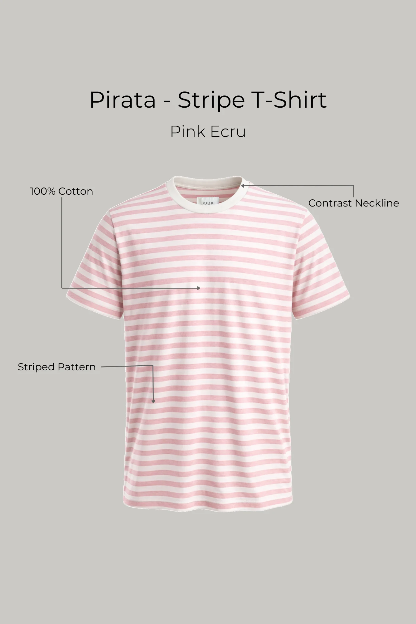 Pirata- Stripe T-Shirt - Pink Ecru - Image 3
