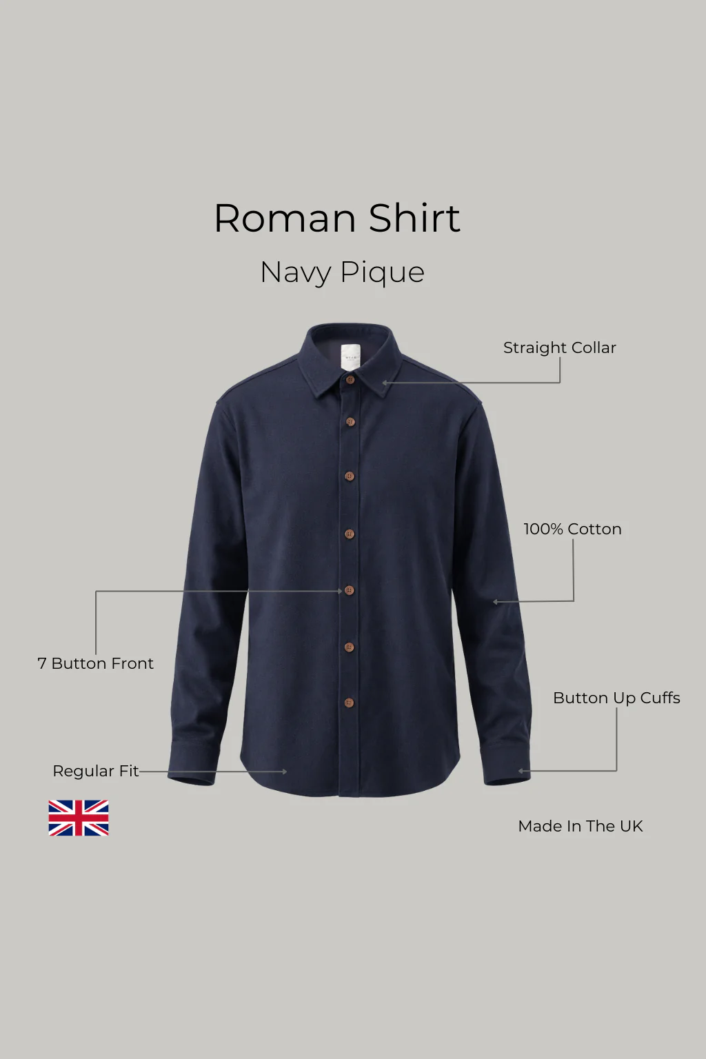 Roman Shirt - Navy Pique - Image 3