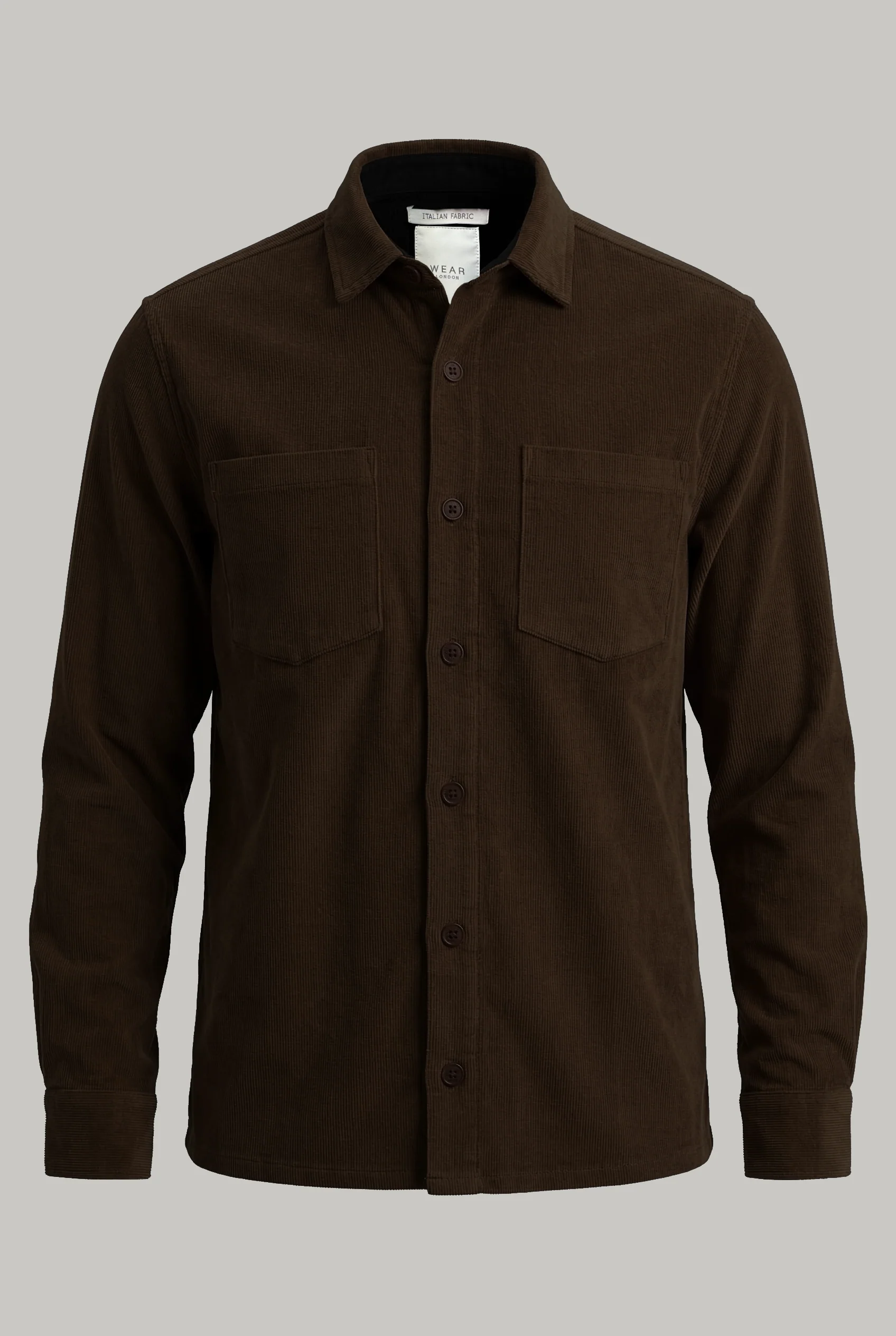Roman Shirt Top Pockets - Fine Cord Chocolate