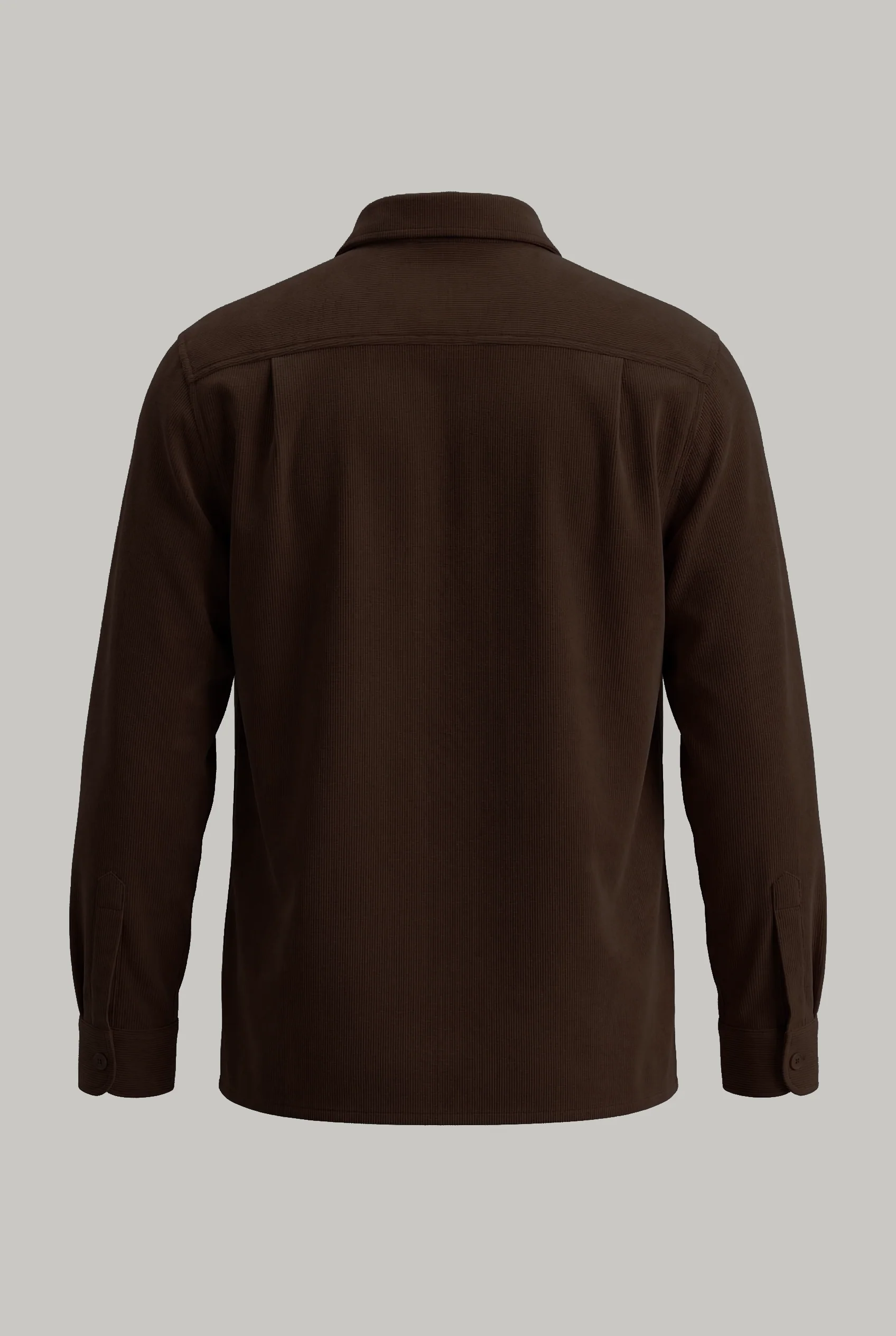 Roman Shirt Top Pockets - Fine Cord Chocolate - Image 2