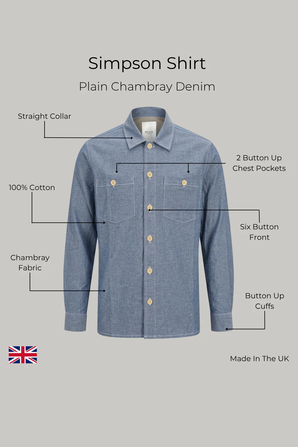 Simpson Shirt - Plain Chambray Denim - Image 5