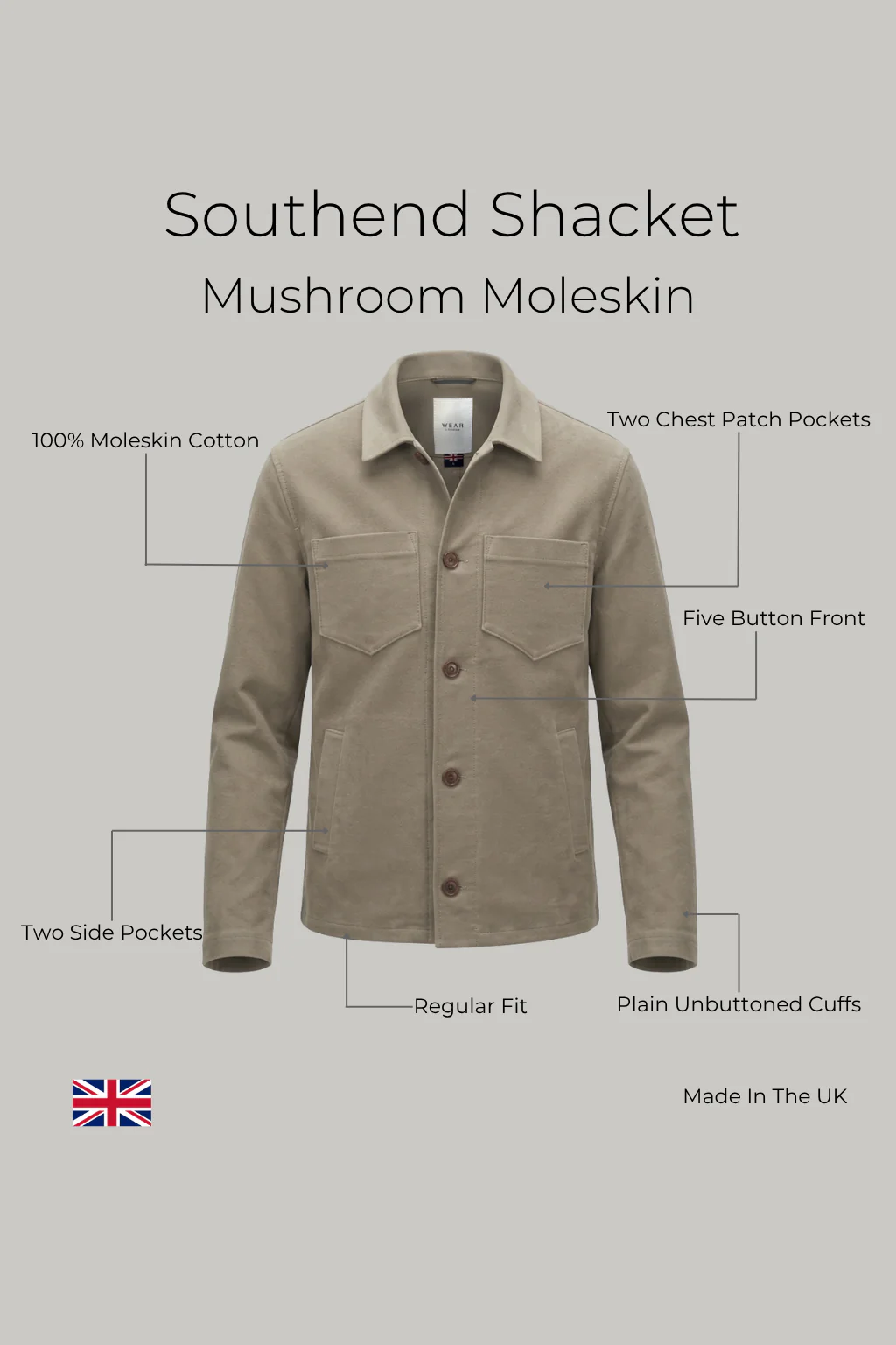Southend Shacket Unlined - Mushroom Moleskin - Image 3