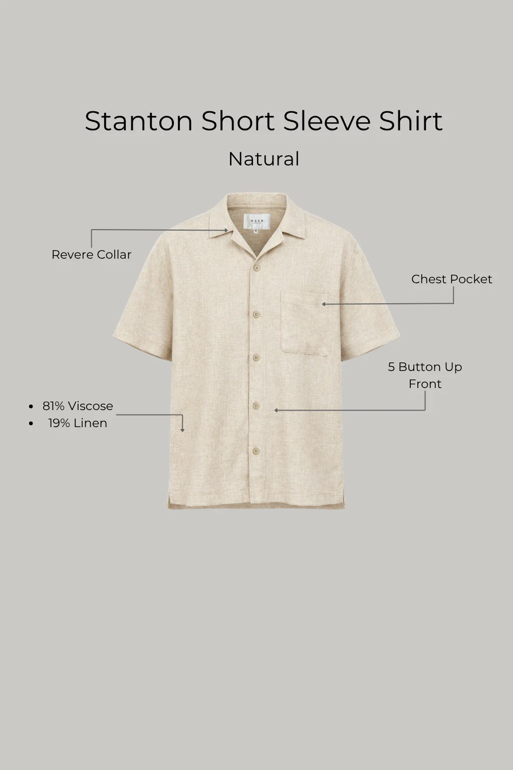 Stanton Short Sleeve Shirt - Natural - Image 3