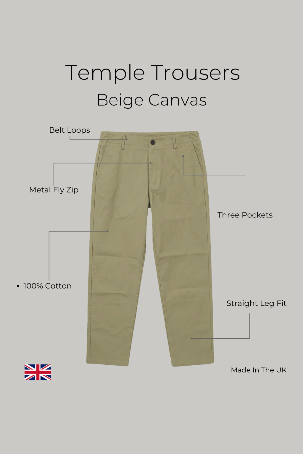 Temple Trouser - Beige Canvas - Image 3