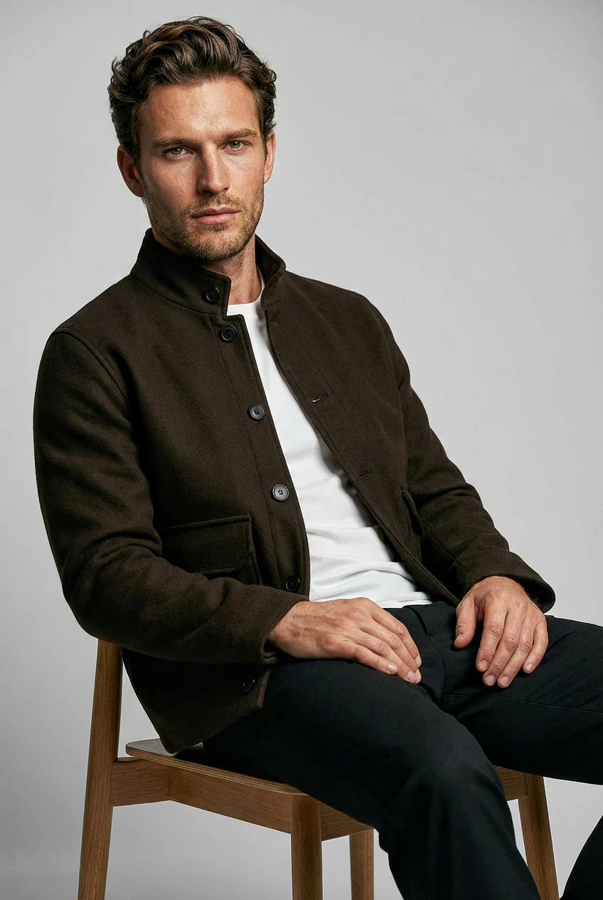 The Freddie Funnel Jacket - Chocolate Moleskin - Image 5