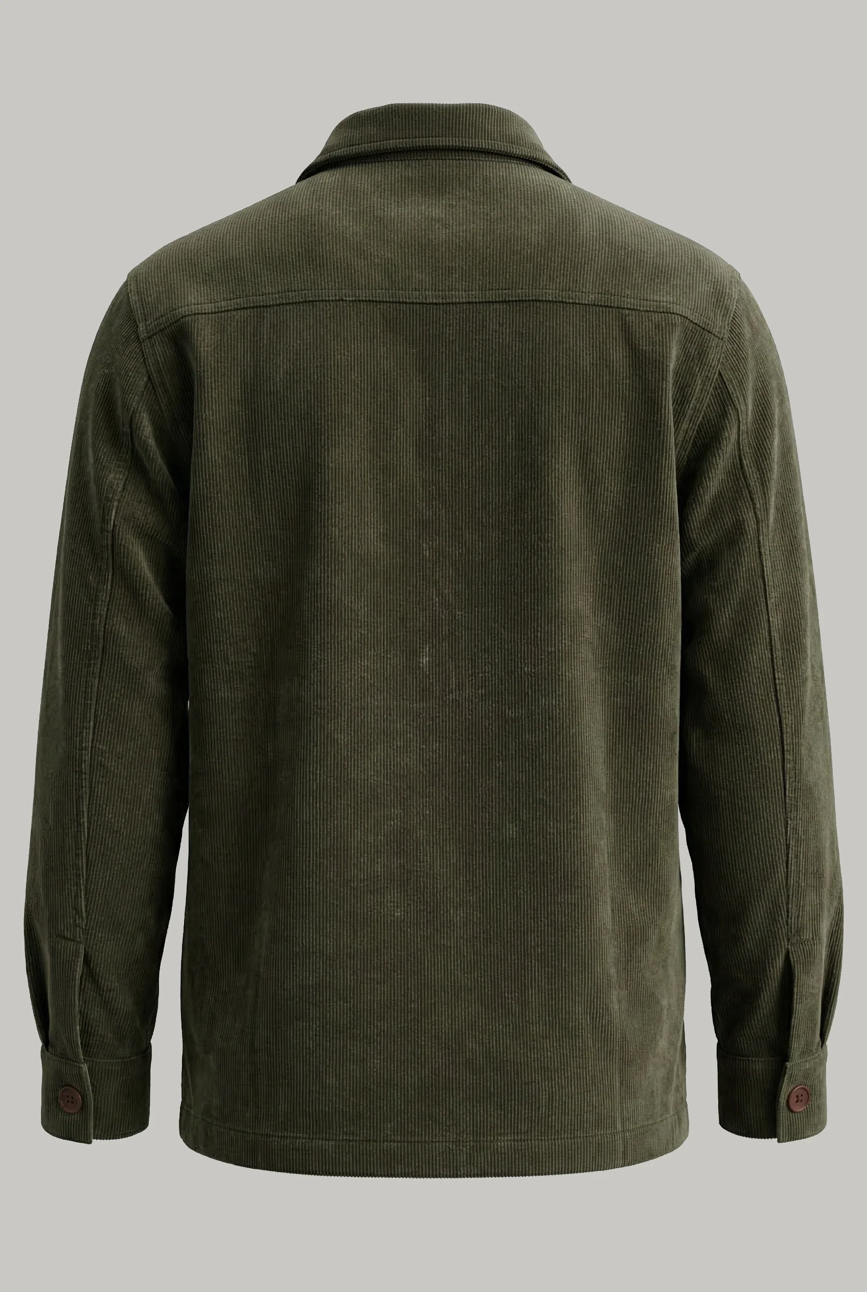 Theydon Overshirt - Fine Whale Cord Olive - Image 3