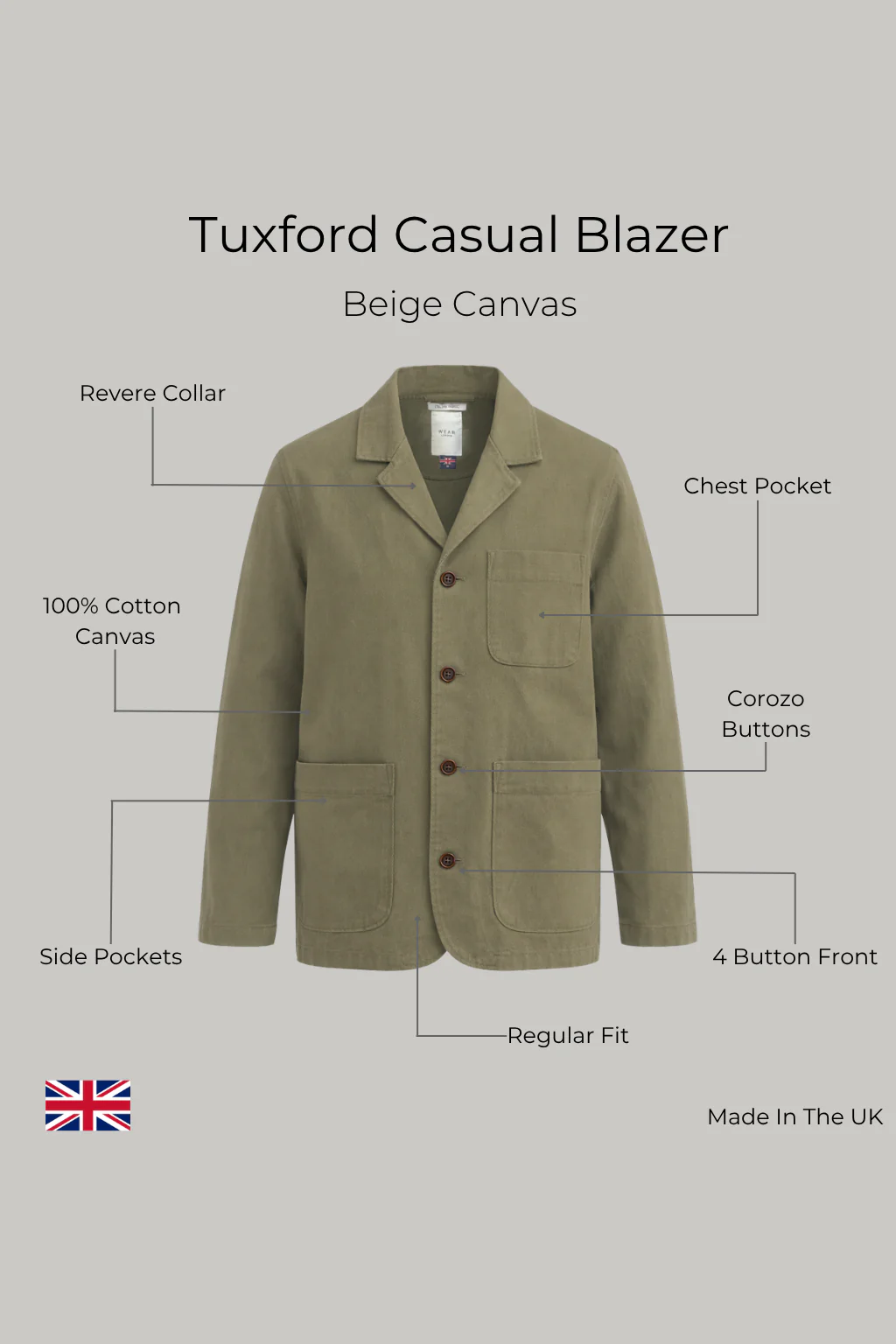 Tuxford Casual Blazer - Beige Canvas - Image 3