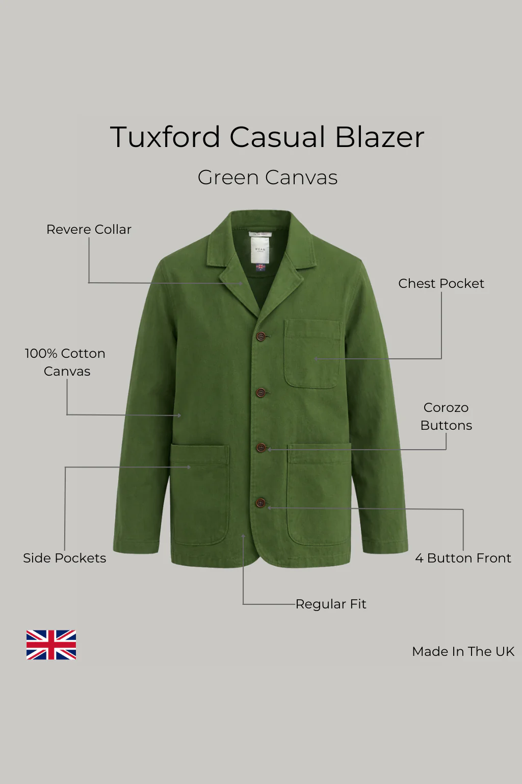 Tuxford Casual Blazer - Green canvas - Image 9