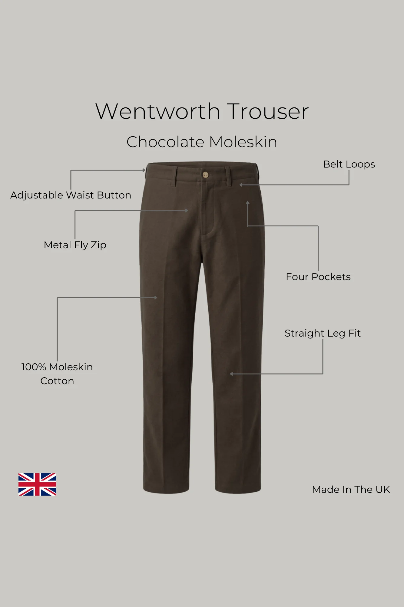 Wentworth Trouser - Chocolate Moleskin - Image 5