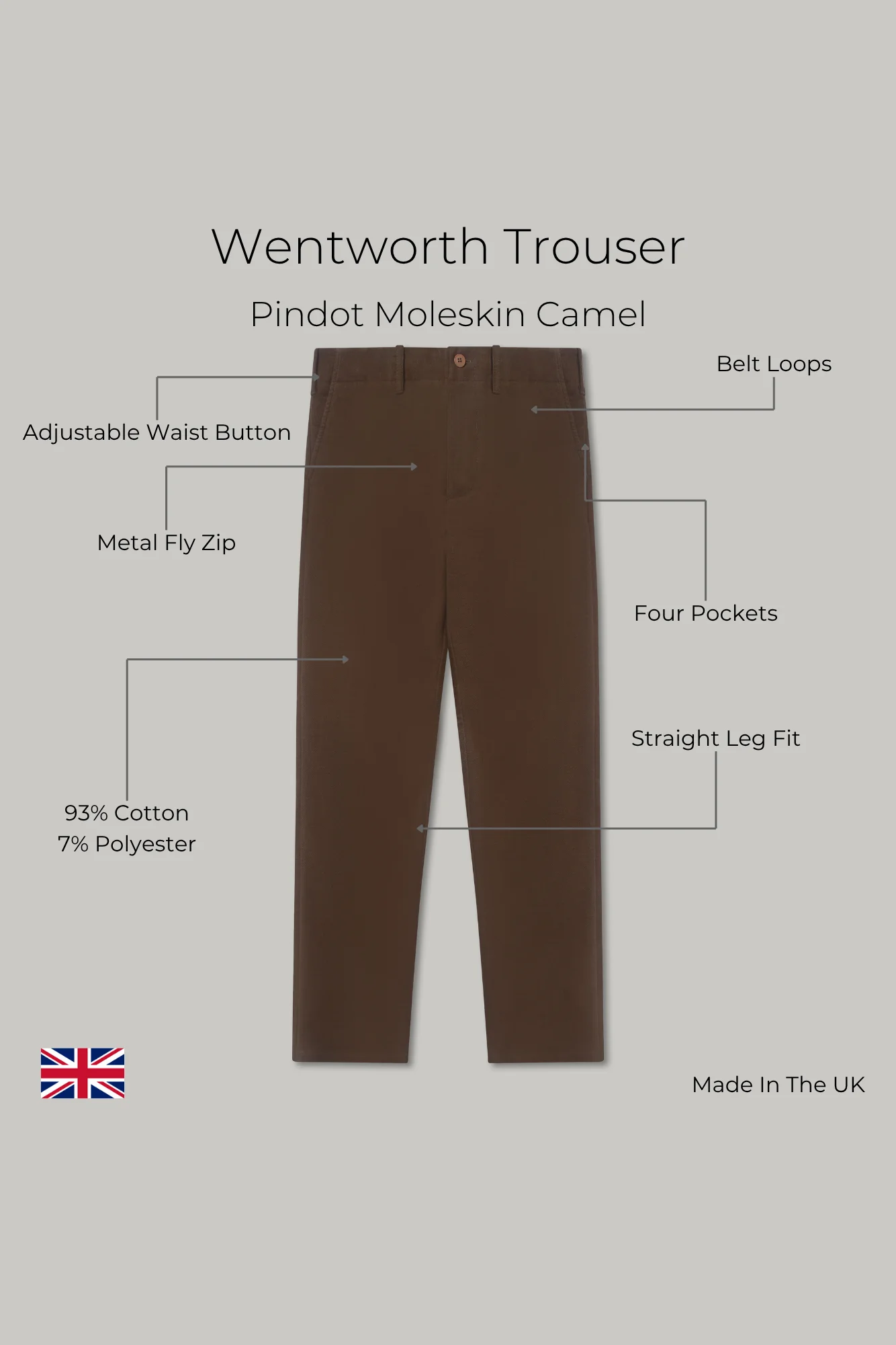 Wentworth Trouser - Pindot Moleskin Camel - Image 7