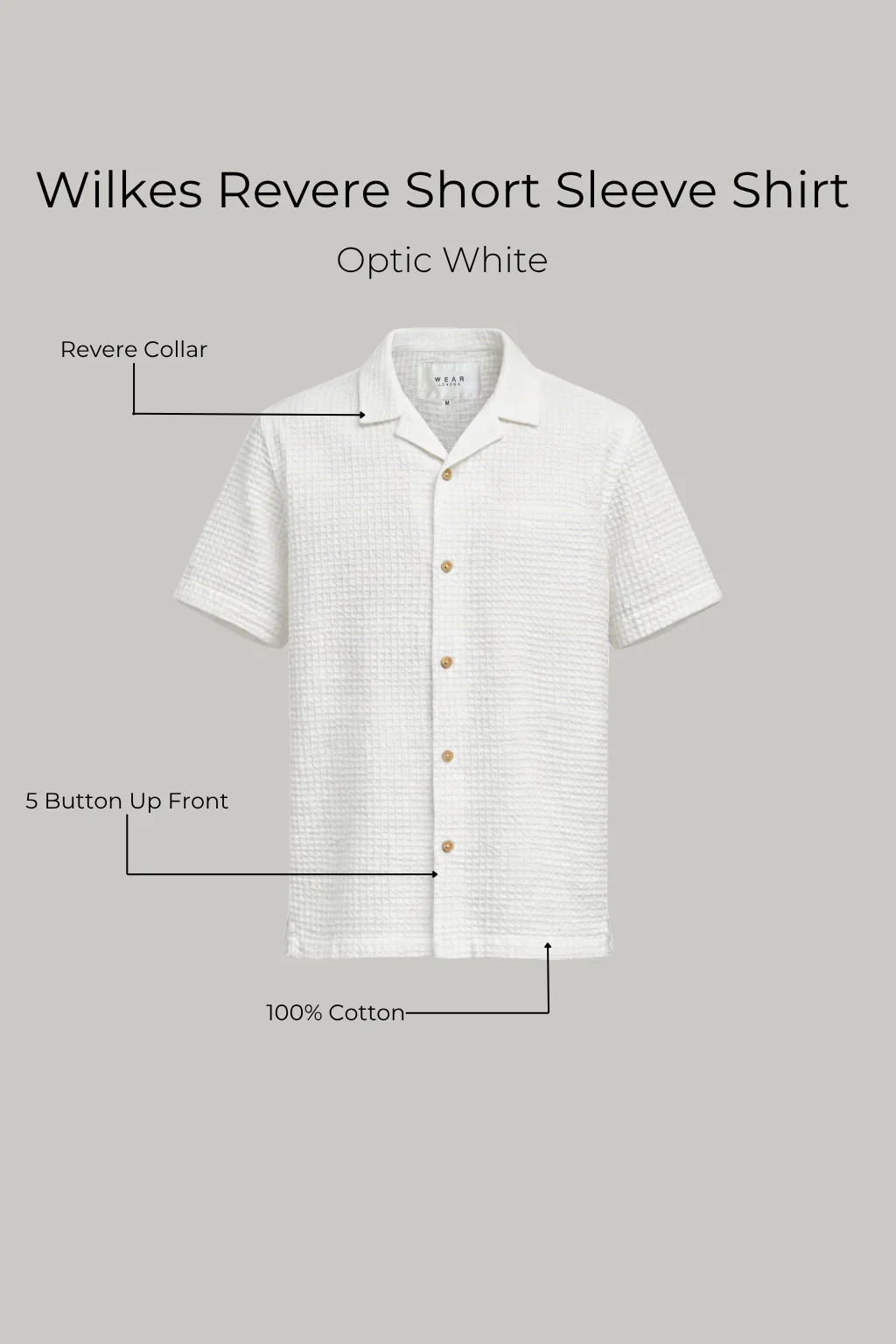 Wilkes Revere Short Sleeve Shirt - Optic White - Image 3